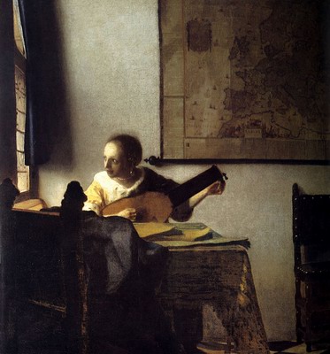 Woman with a Lute near a window