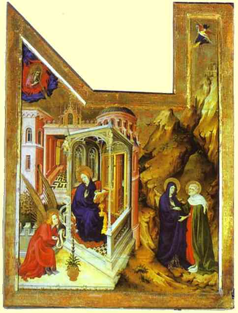 Annunciation and Visitation. Left-hand panel of an altar triptych in the Carthusian monastery at Di