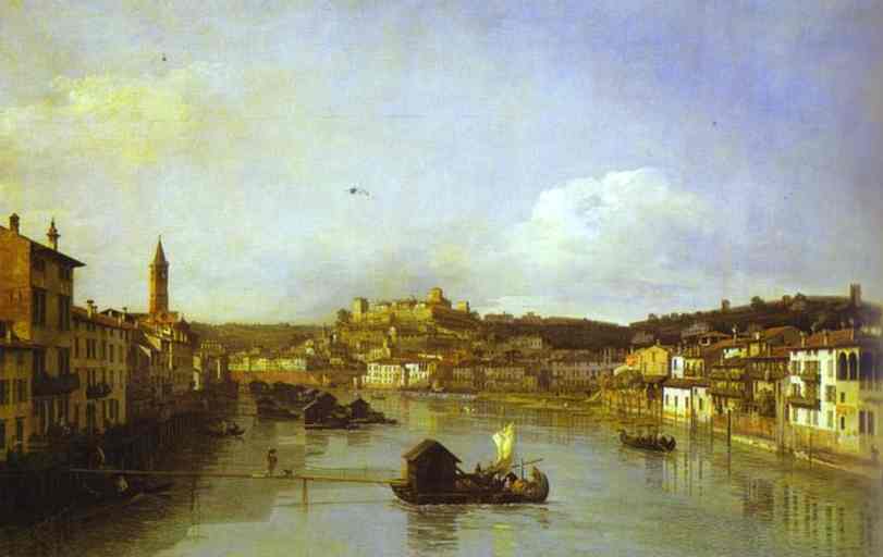 View of Verona and the River Adige from the Ponte Nuovo. 1747