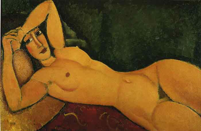 Reclining Nude with Left Arm Resting on Her Forehead, 1917
