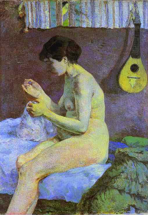 Study of a Nude. Suzanne Sewing. 1880