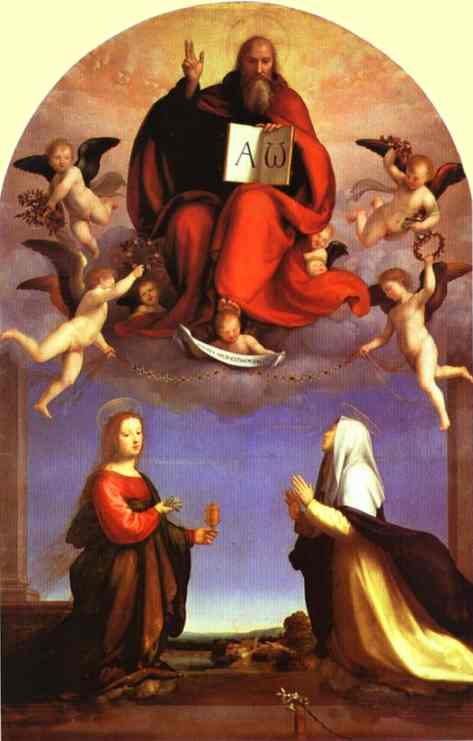 God the Father in Glory with St. Mary Magdalene and St. Catherine of Siena. 1509