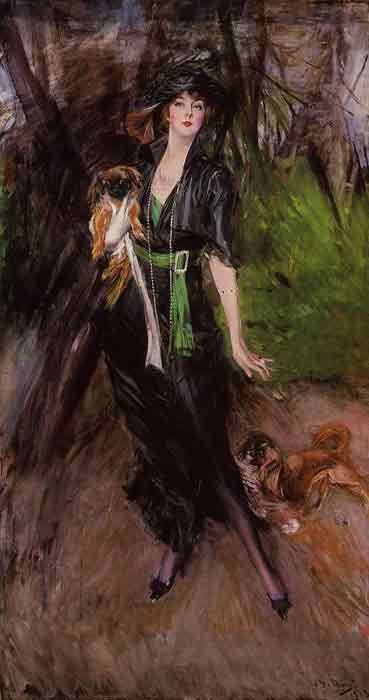 Portrait of a Lady, Lina Bilitis, with Two Pekinese, 1913