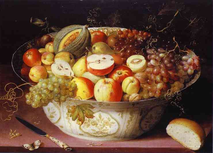 Still Life of fruit in a Wan-li Bowl. c. 1604