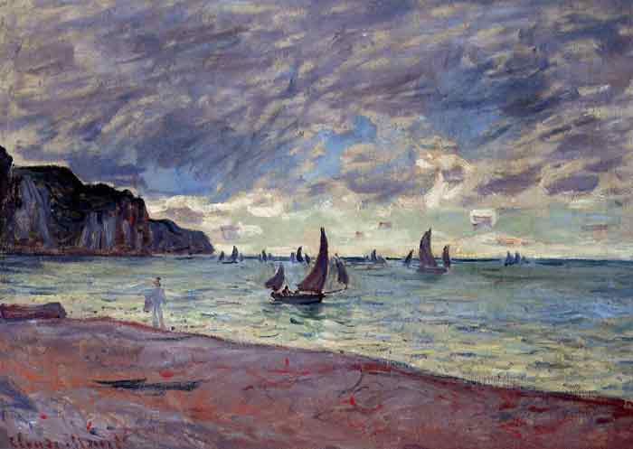 Fishing Boats by the Beach and the Cliffs of Pourville, 1882