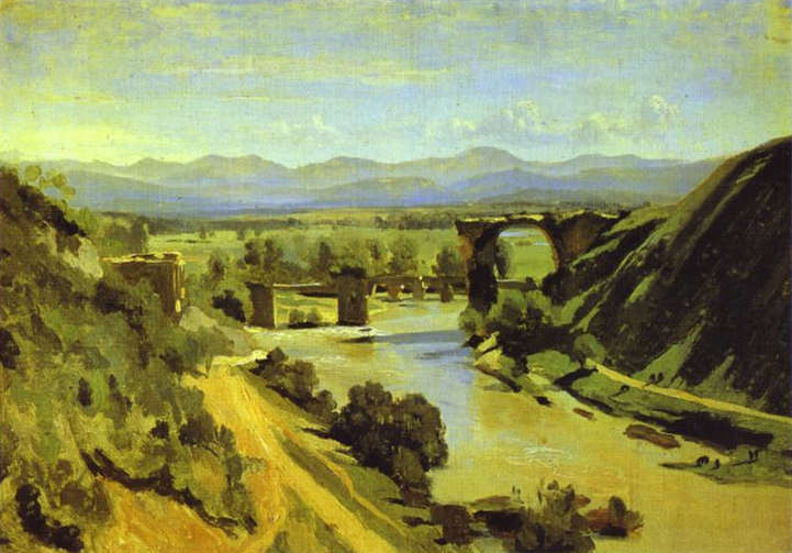 The Bridge at Narni. A study. Oil on paper mounted on canvas 34 x 48 cm. A study done in 1826