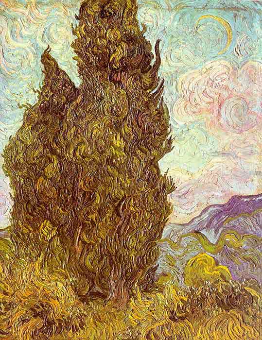 Two Cypresses, 1889