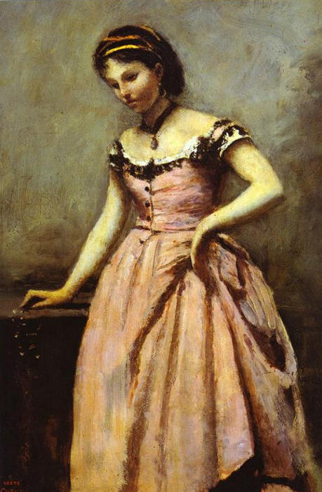 Young Woman in a Pink Dress.