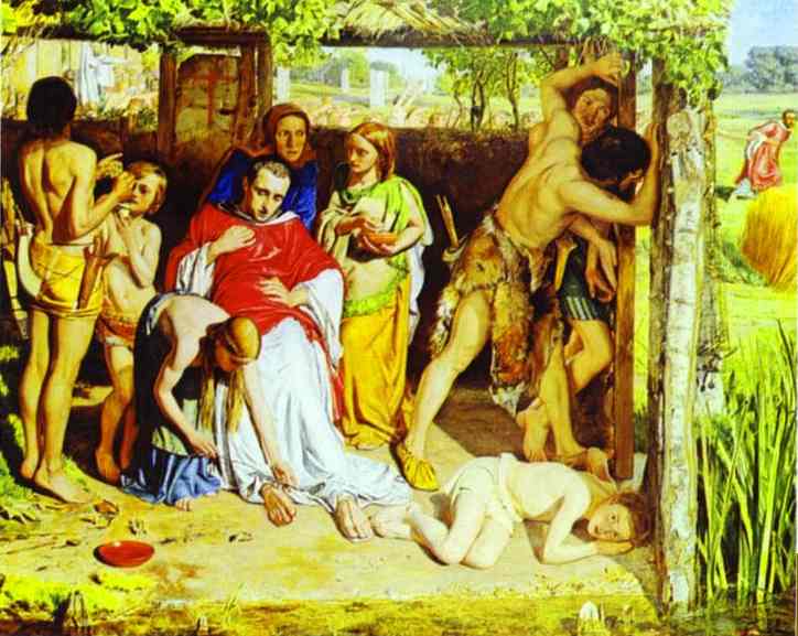 A Converted British Family Sheltering a Christian Priest from the Persecution of the Druids. 1850