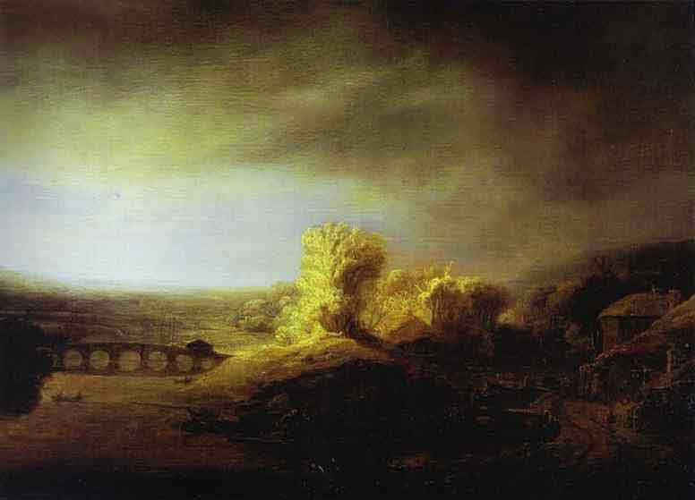 Landscape with a Long Arched Bridge. Late 1630