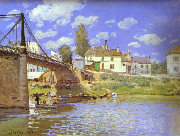 Oil painting:Bridge at Villeneuve-la-Garenne. 1872