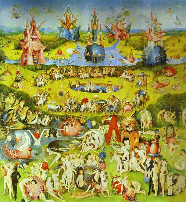 Oil painting:Garden of Earthly Delights. Central panel. c.1504-1510