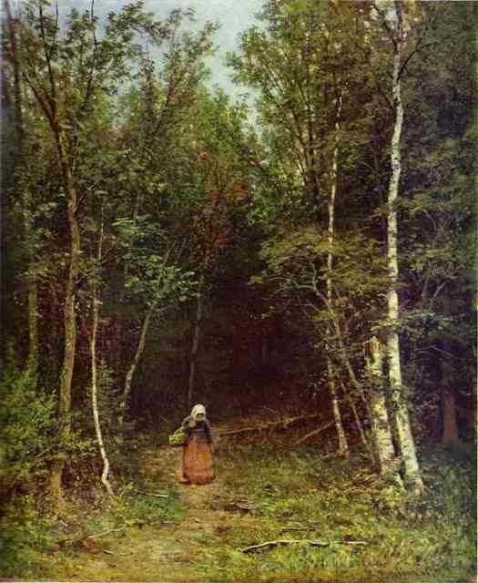 Oil painting:Landscape with a Woman. 1872
