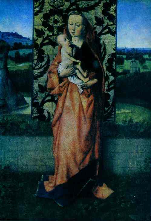 Oil painting:Madonna with Child. Oil on wood. Thyssen-Bornemisza Coll