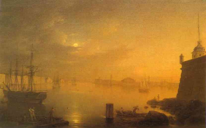 Oil painting:Moonlit Night in St. Petersburg. 1839