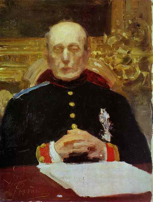 Oil painting:Portrait of K. Pobedonostsev. Study. 1903