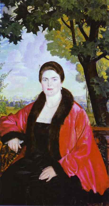 Oil painting: Portrait of M.V. Chaliapina (Shalyapina), wife of Feodor Chaliapin). 1919