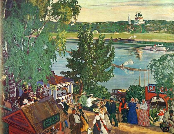 Oil painting: Promenade Along the Volga. 1909