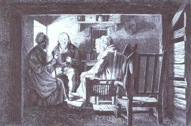 Oil painting:Reading a Tract. 1820