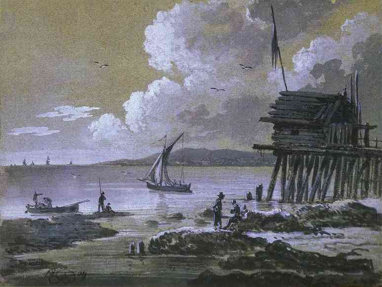 Oil painting:Seascape. At Night. 1809