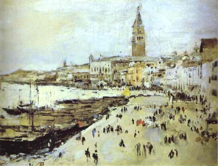 Oil painting:Seaside in Venice. Study. 1887