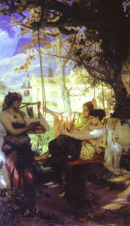 Oil painting:Song of a Slave-Girl. 1884