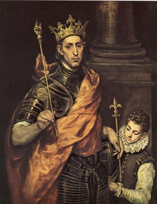 Oil painting:St. Louis King of France with a Page