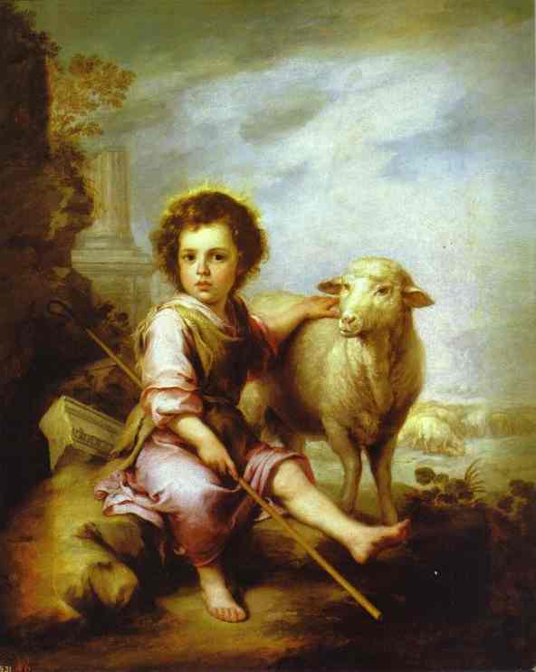Oil painting:The Good Shepherd. c. 1660
