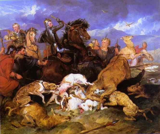 Oil painting:The Hunting of Chevy Chase. 1825