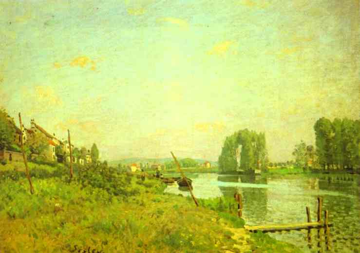 Oil painting:The Ile Saint-Denis. c.1872