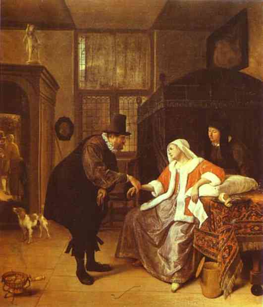 Oil painting:The Lovesick Woman. c. 1660