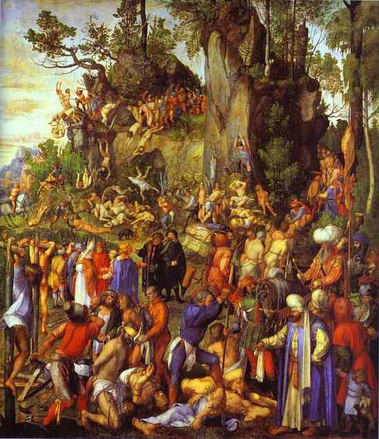 Oil painting:The Martyrdom of the Ten Thousand. 1508