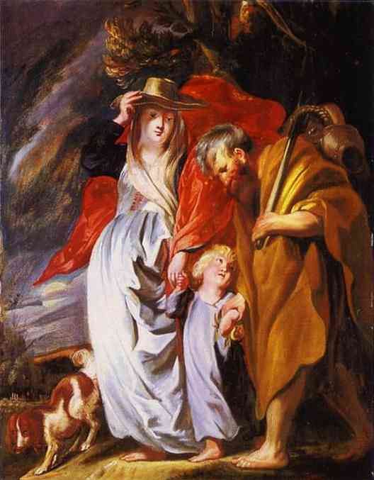 Oil painting:The Return of the Holy Family from Egypt. c. 1616