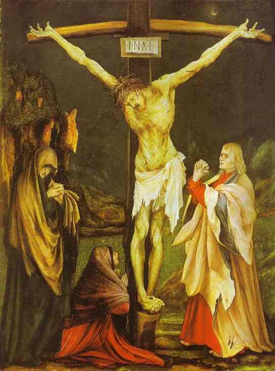 Oil painting:The Small Crucifixion. c.1510