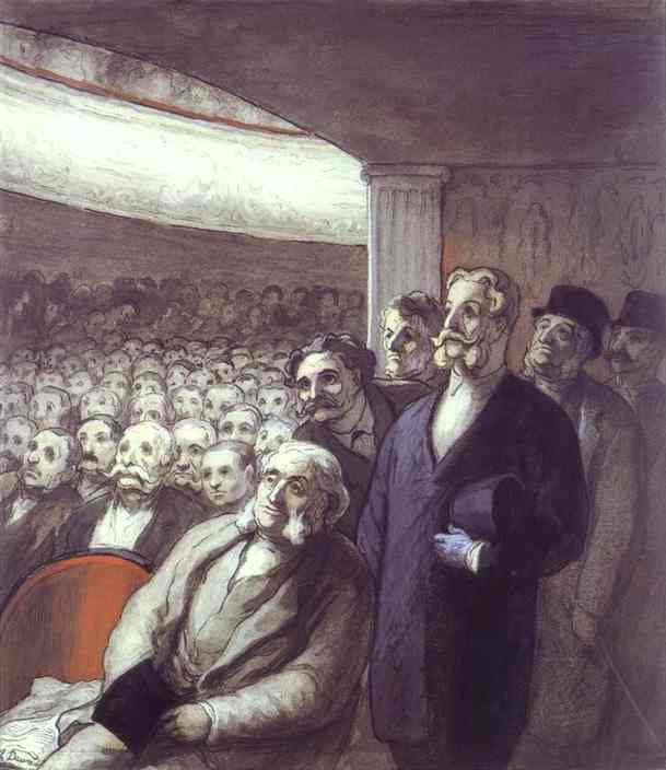 Oil painting:The Spectators. c. 1863