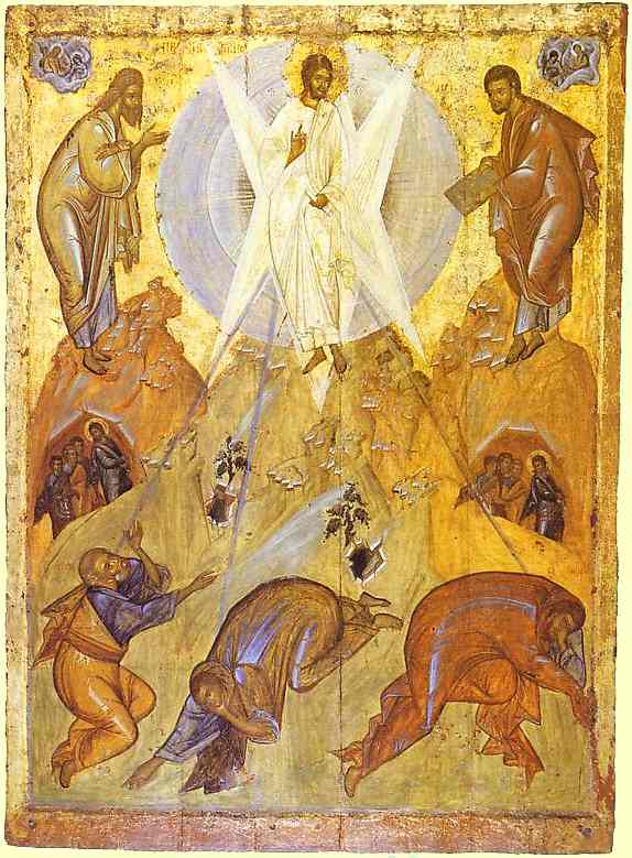 Oil painting:The Transfiguration. Early 15th century.