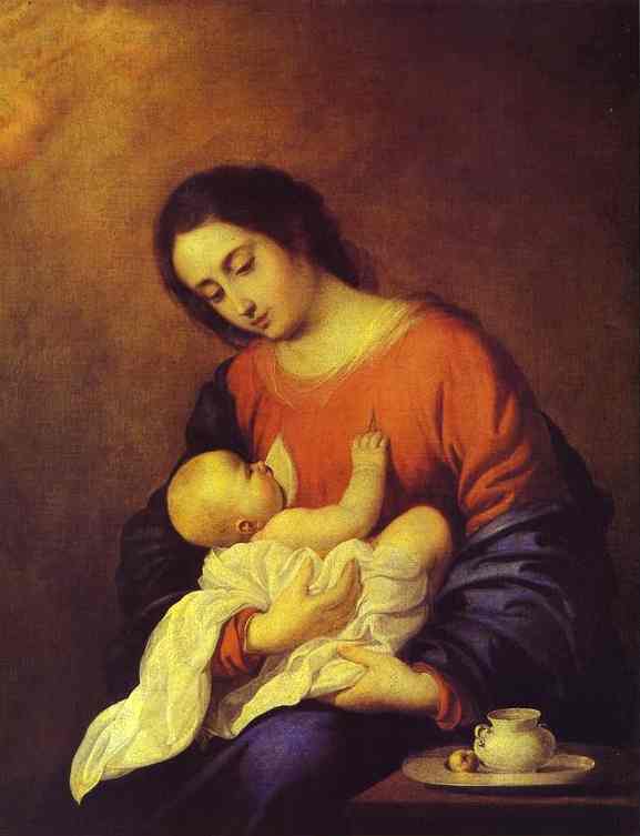 Oil painting:The Virgin with Infant Christ. 1658