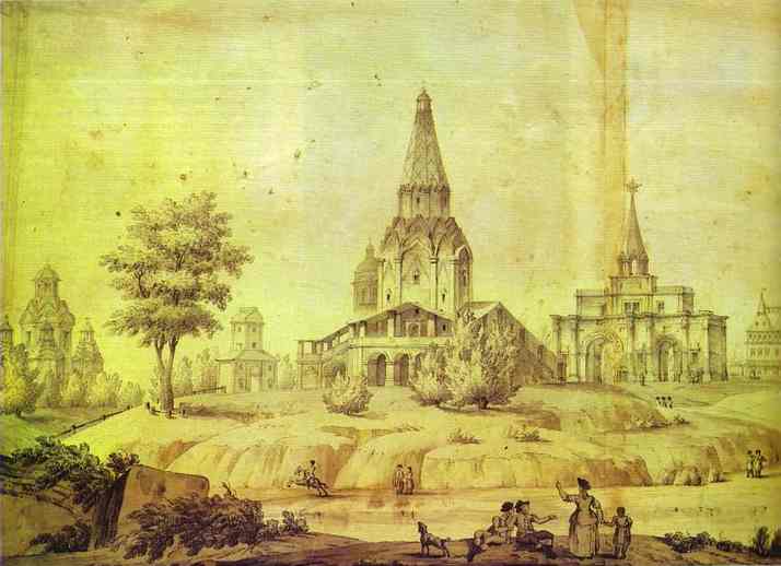 Oil painting:View of Kolomenskoe. Detail. 1795