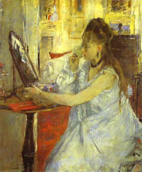 Oil painting:Young Woman Powdering Herself. 1877