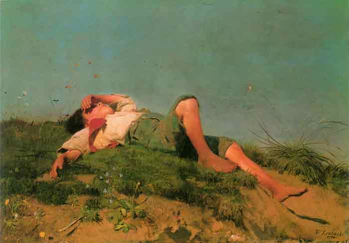 Oil painting for sale:Ein Hirtenknabe [A shepherd boy], 1860