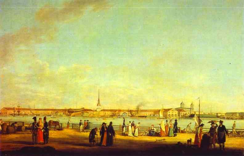 Oil painting:View of the Admiralty as Seen from the Embankment of Vasilievsky Island. c. 1796-1803