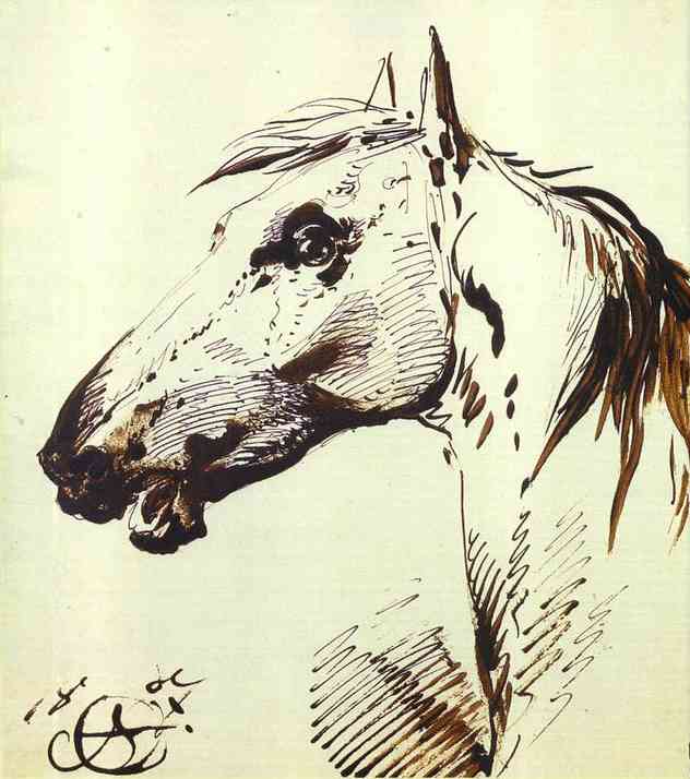 Oil painting:Head of a Horse. 1807