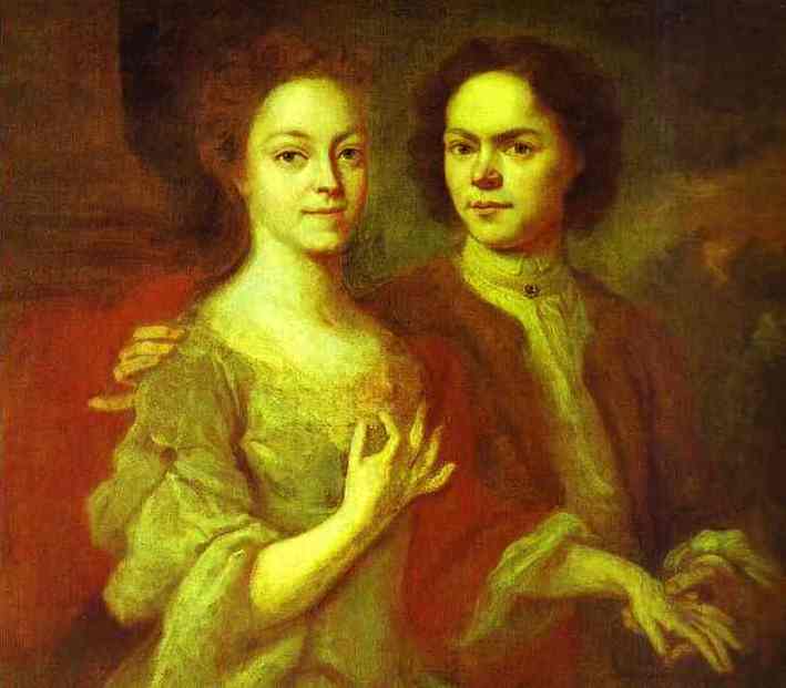 Oil painting:Self-Portrait with Wife. 1729