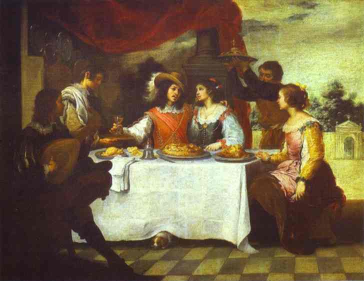 Oil painting:The Prodigal Son Feasting with Courtesans. 1660