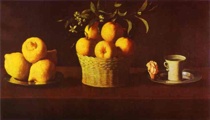 Oil painting:Still Life with Lemons, Oranges and Rose. 1633