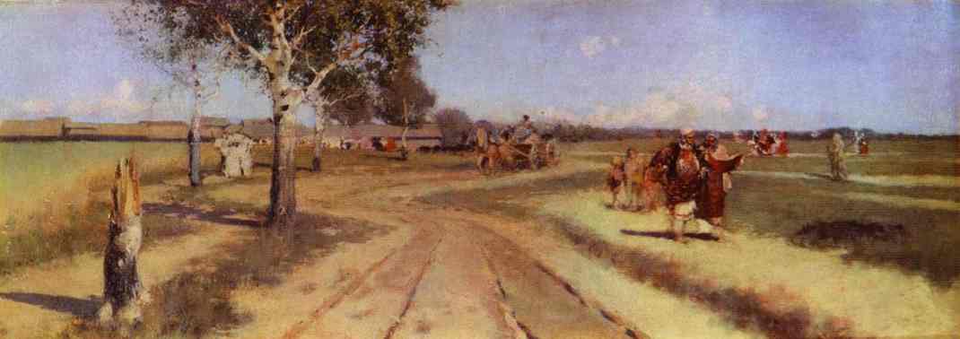 Oil painting:Coming Back from Fair. 1886