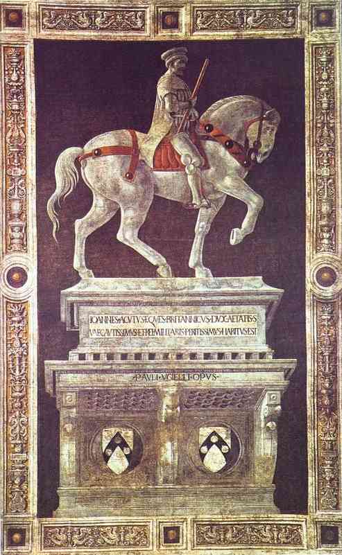 Oil painting:Equestrian Portrait of Sir John Hawkwood. 1436