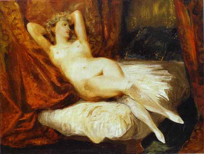 Oil painting:Female Nude Reclining on a Divan. c.1825