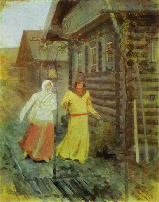 Oil painting:In the Village. 1902