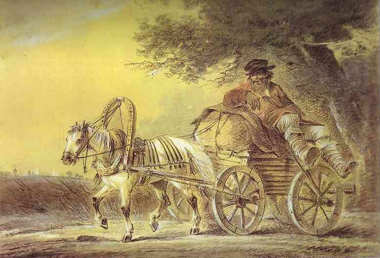 Oil painting:Peasant in a Cart. 1812